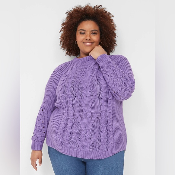 Lane Bryant Lavender Cable Knit Sweater - Picture 3 of 3